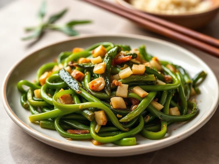 Chinese stir-fried mustard greens with garlic