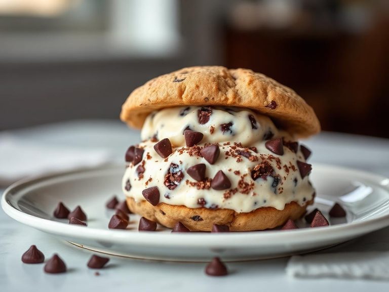 Chocolate Chip Cookie Dough Ice Cream Sandwich
