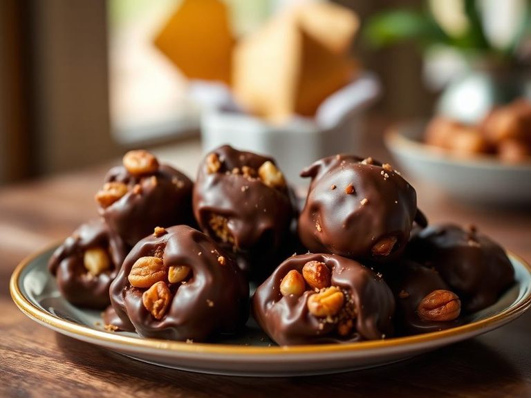 Chocolate-covered caramel nut clusters