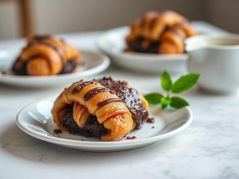 Chocolate croissant bread pudding