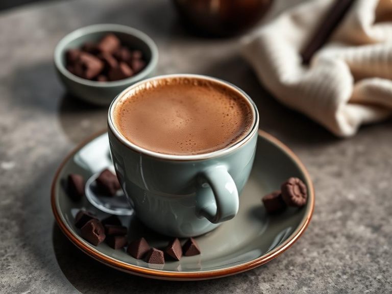 Chocolate-flavored coffee or hot cocoa