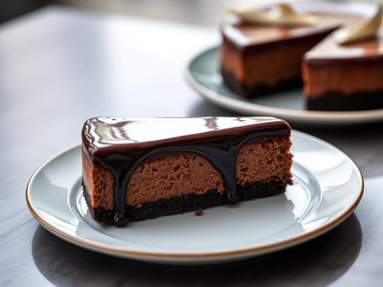 Chocolate ganache-topped cheesecake