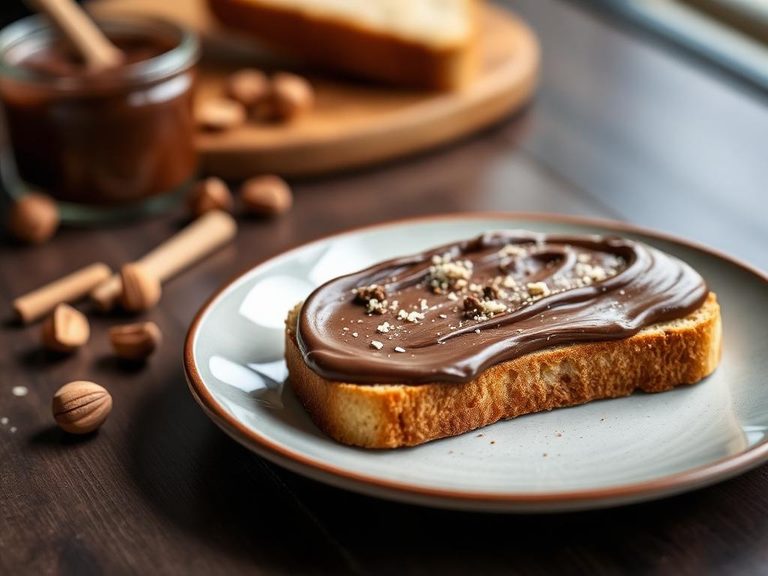 Chocolate hazelnut spread toast