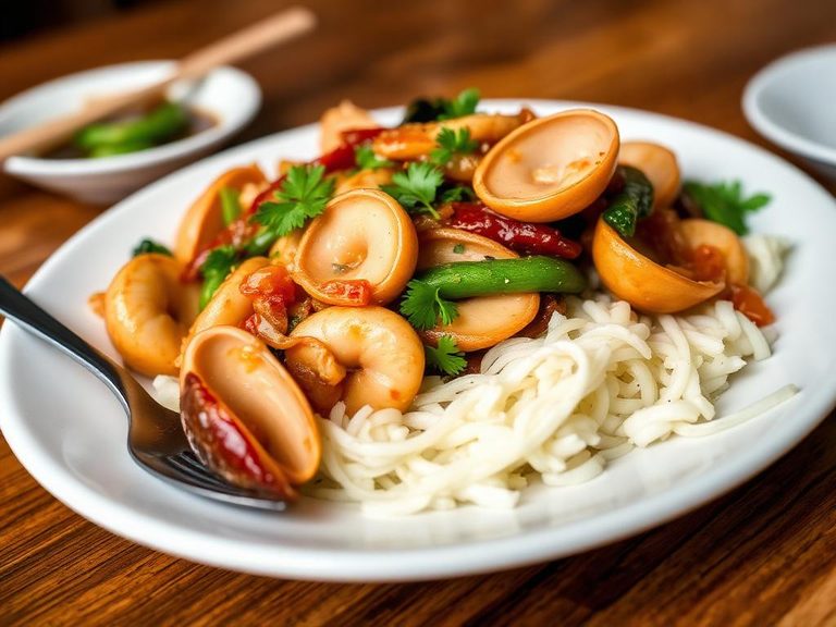 Chrysanthemum and Clam Stir-fry