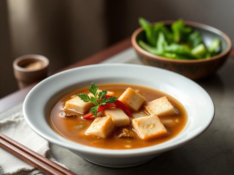 Chrysanthemum and Tofu Miso Soup