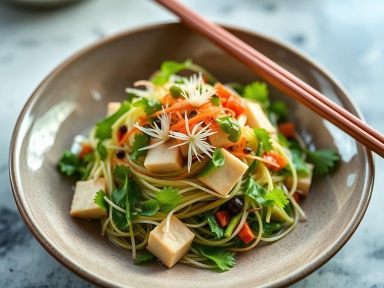 Chrysanthemum and tofu salad
