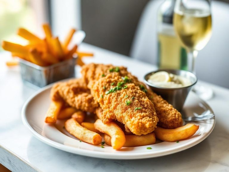 Cider-battered fish and chips