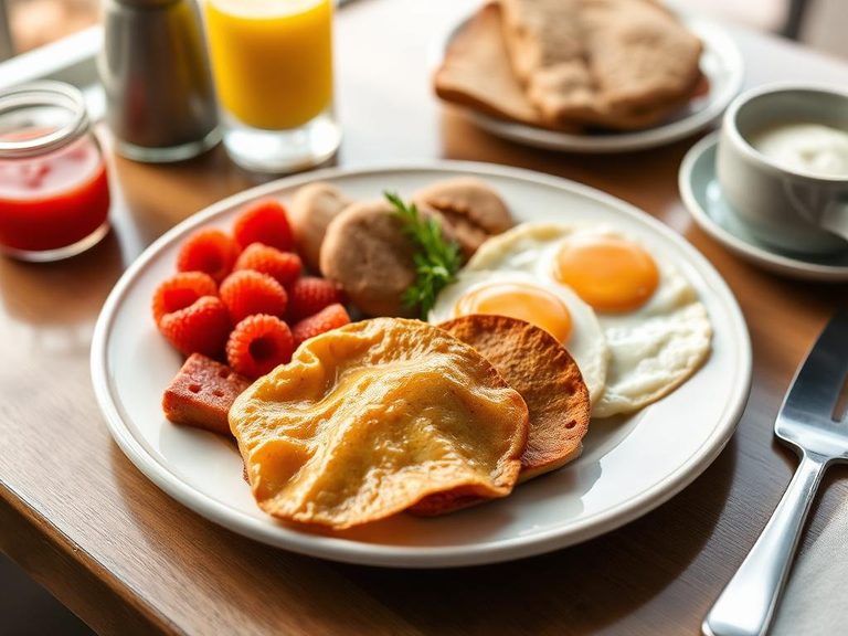 Classic American breakfast platter