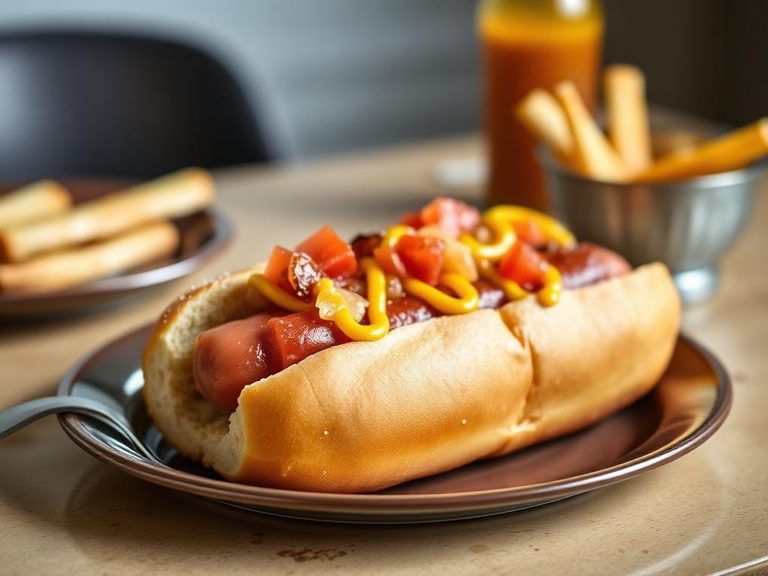 Classic American Hot Dog with Mustard and Relish