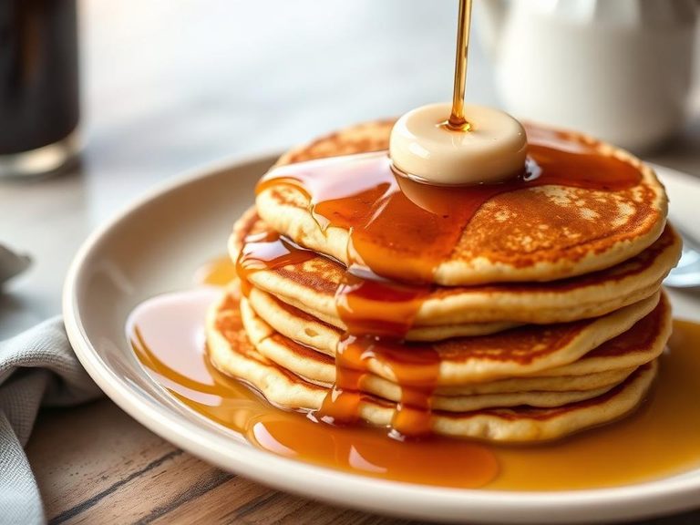 Classic Buttermilk Pancakes with Maple Syrup