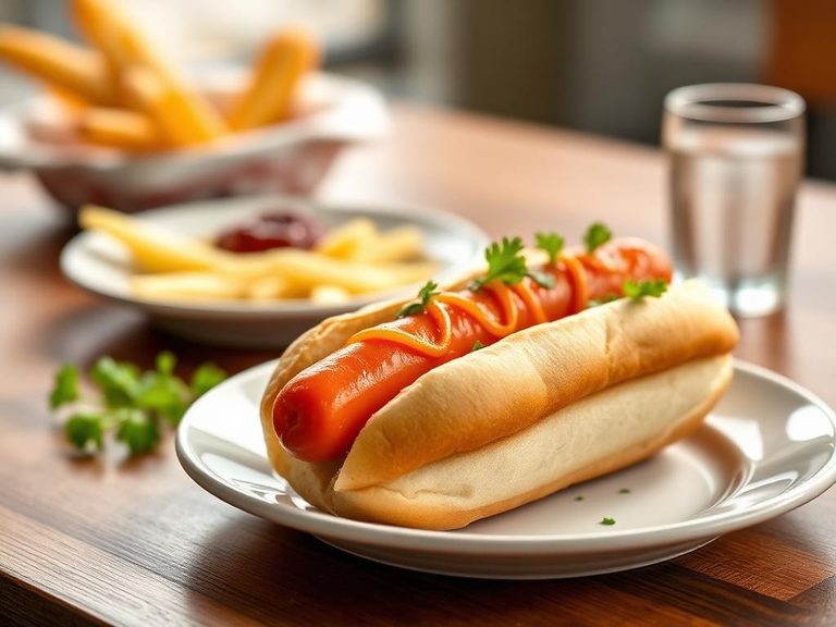 Classic hot dog in a bun