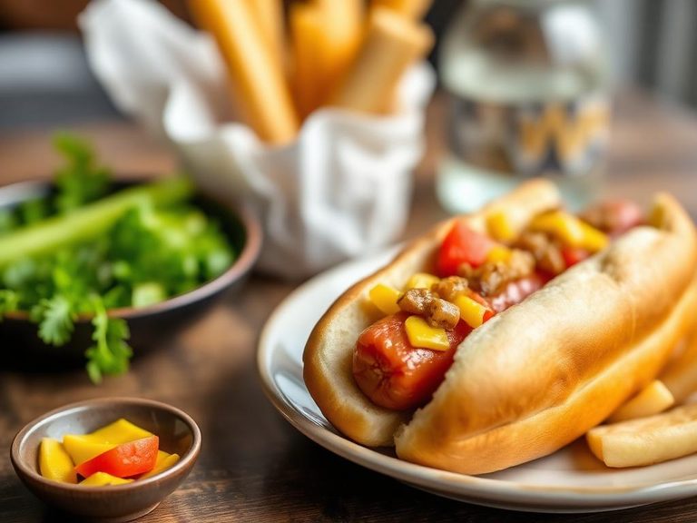 Classic hot dog with mustard and relish