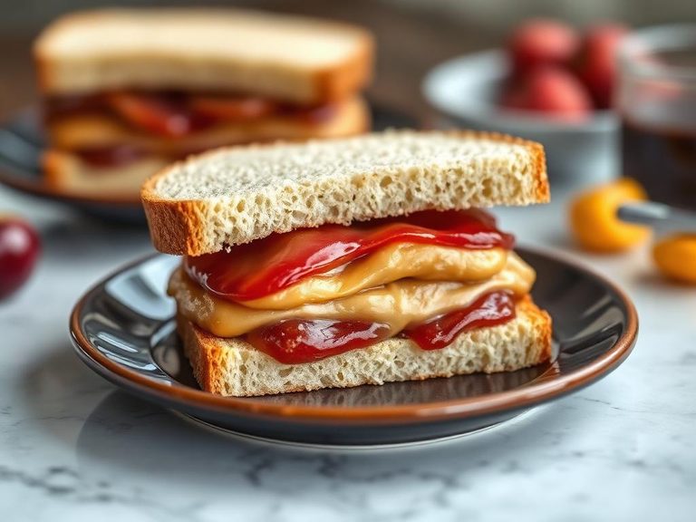 Classic peanut butter and jelly sandwich