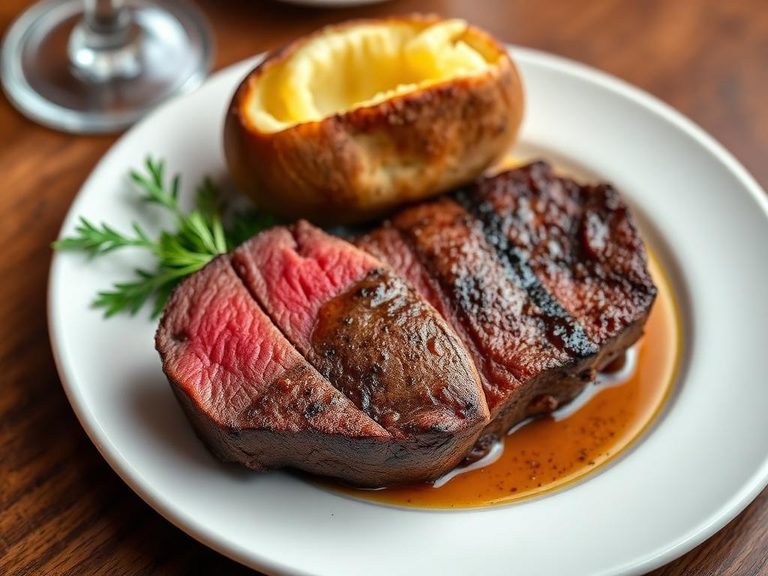 Classic steakhouse sirloin with baked potato