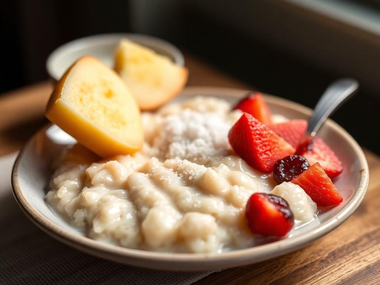Classic sweet porridge with milk and sugar