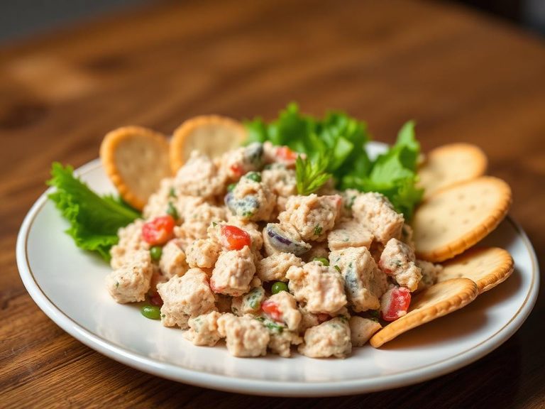 Classic tuna salad plate with crackers