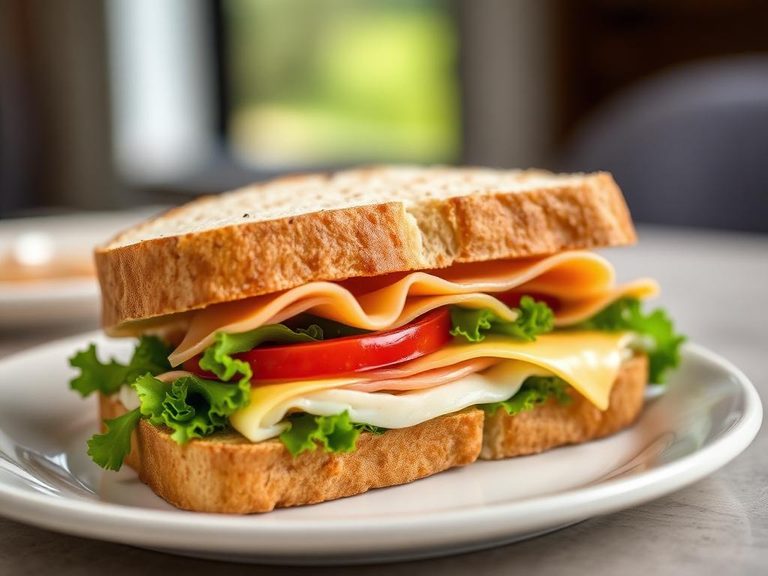 Classic turkey and cheese sandwich
