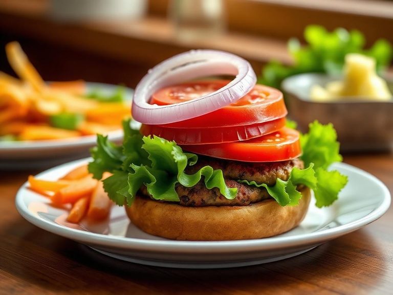 Classic Veggie Burger with Lettuce, Tomato, and Onion