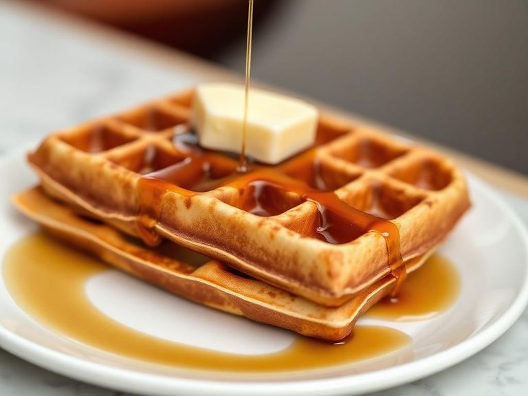 Classic Waffle with Maple Syrup and Butter