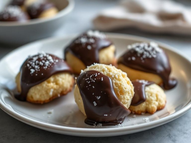 Coconut macaroons dipped in chocolate