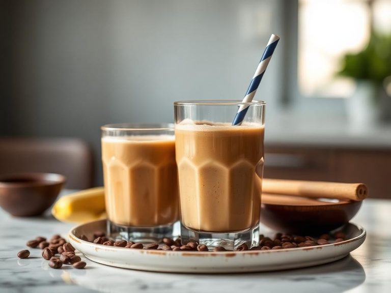 Coffee-flavored protein shake