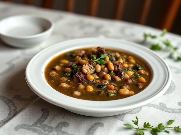 Collard green and black-eyed pea soup