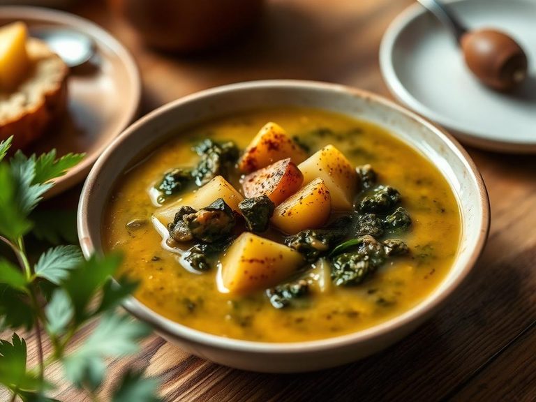 Collard green and potato soup
