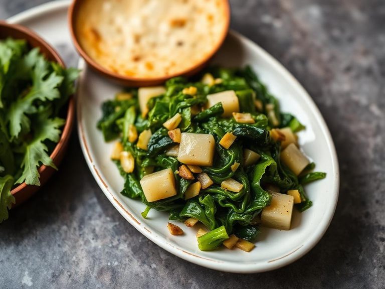 Collard green and turnip green mix for a soul food platter