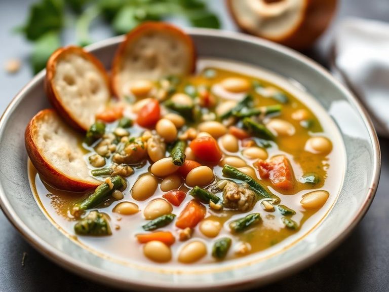 Collard green and white bean soup