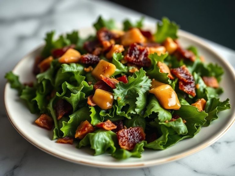 Collard green salad with warm bacon dressing