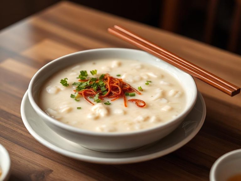 Congee with soy milk (Taiwanese breakfast)