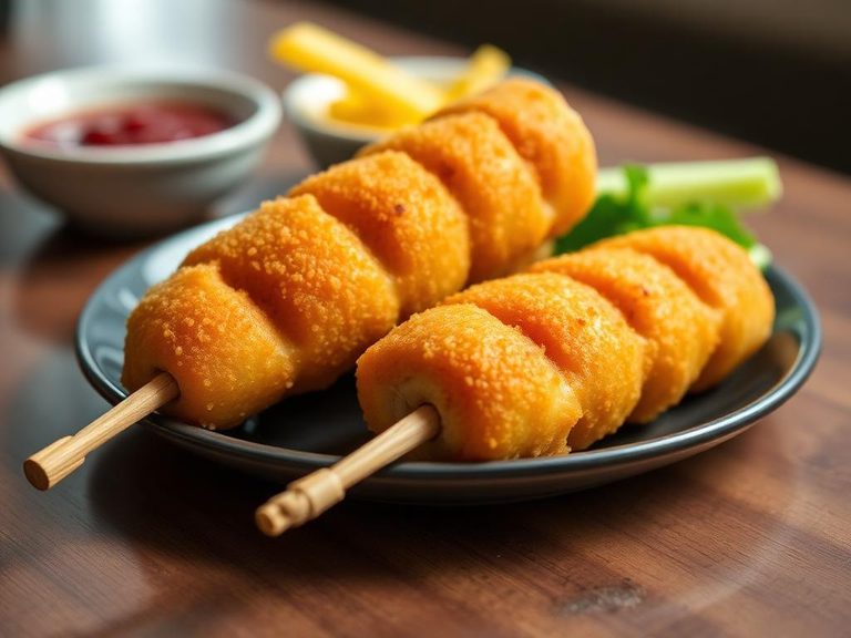 Corn dog with a crispy batter coating