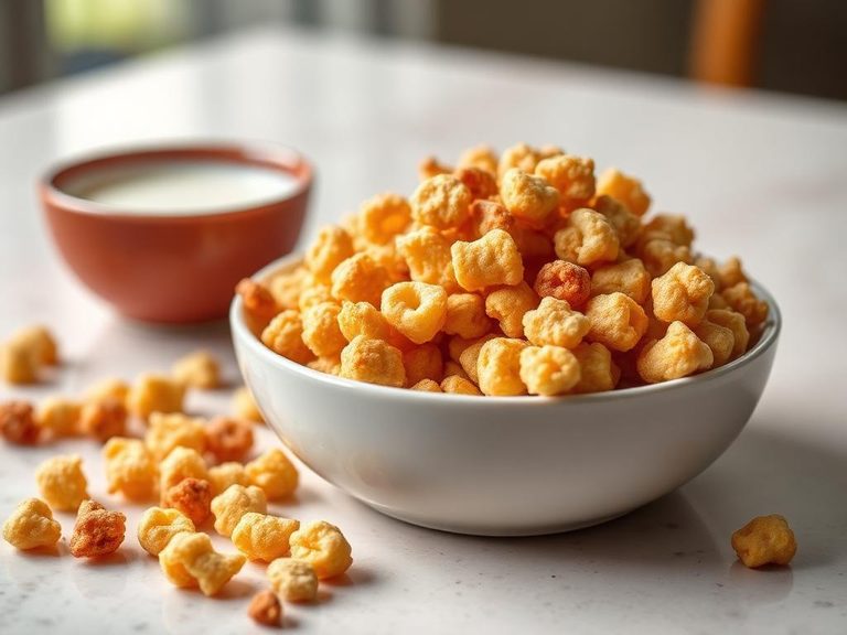 Corn puff cereal with milk