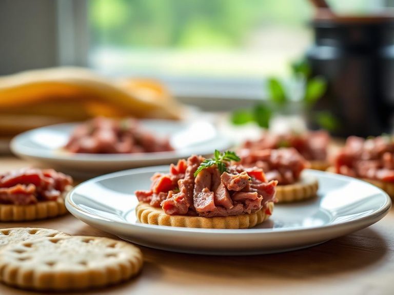 Corned beef spread on crackers