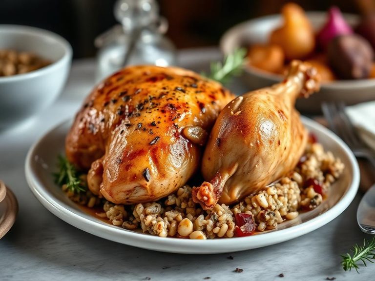 Cornish Hen with Wild Rice Stuffing