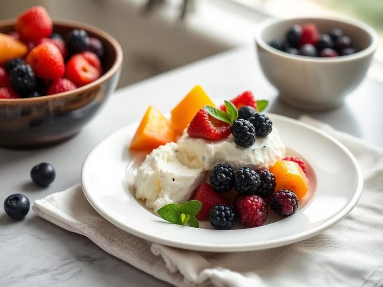 Cottage cheese and fruit bowl