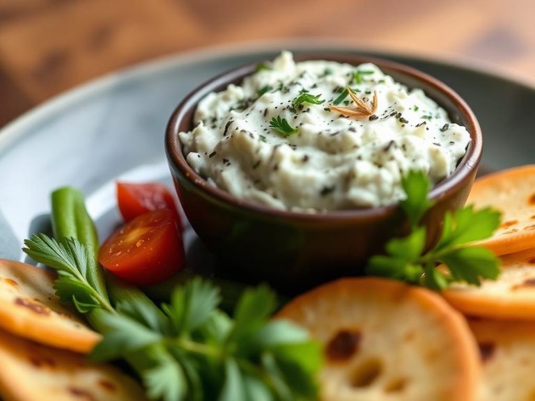 Cottage cheese dip with herbs and vegetables