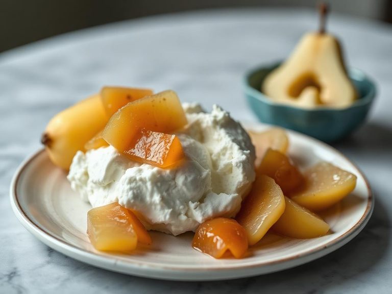Cottage Cheese with Canned Pears
