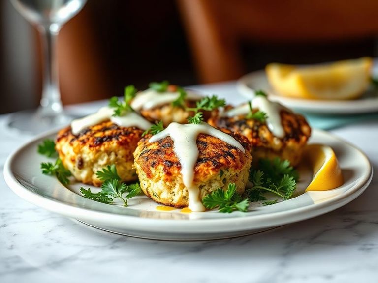 Crab Cakes with Caesar Drizzle