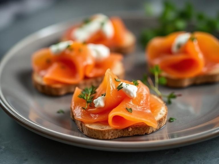 Cracker bread with smoked salmon and cream cheese