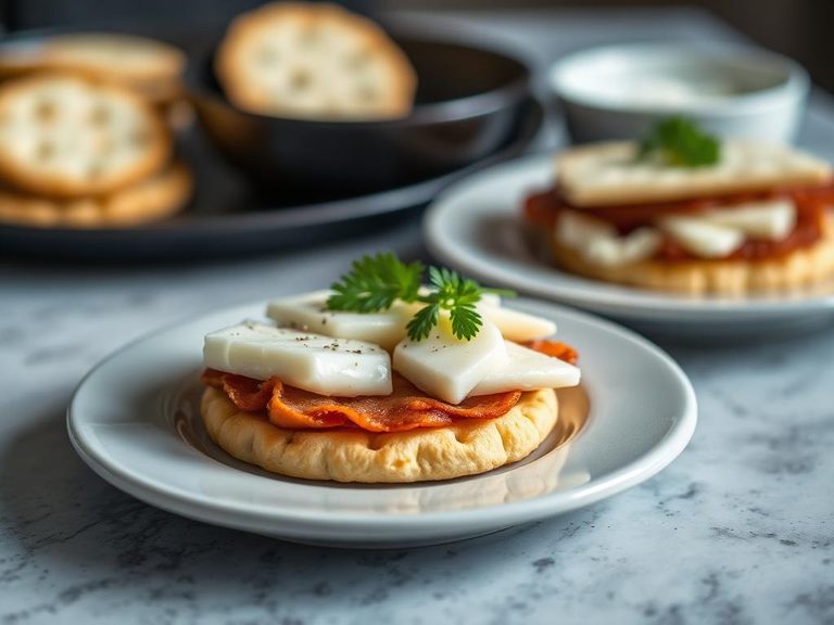 Cracker sandwiches with cheese or meat