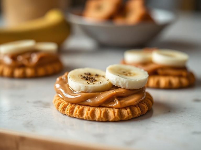 Cracker with peanut butter and banana