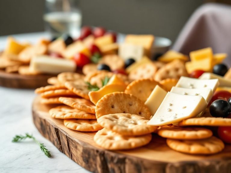 Crackers with cheese and charcuterie boards
