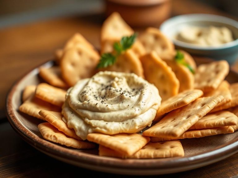 Crackers with hummus