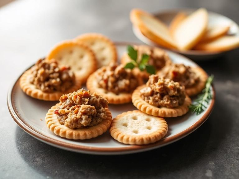 Crackers with meat spread