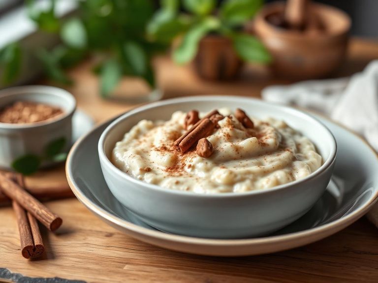 Cream of Wheat porridge with cinnamon and nuts