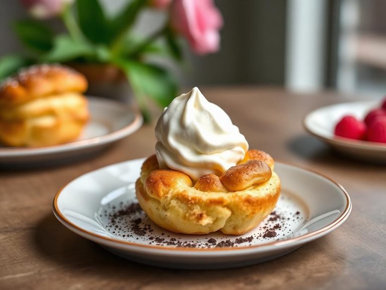 Cream puff with ice cream