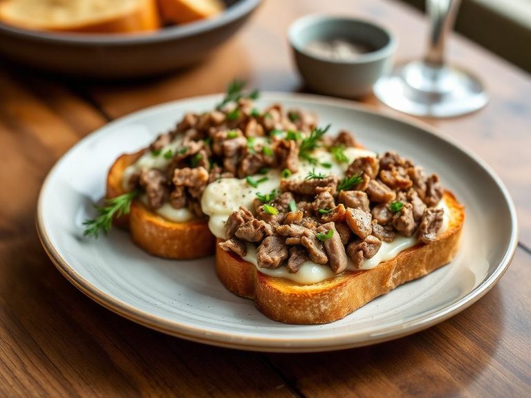 Creamed chipped beef on toast