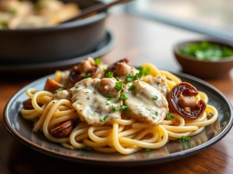 Creamy Chicken and Mushroom Pasta Bake