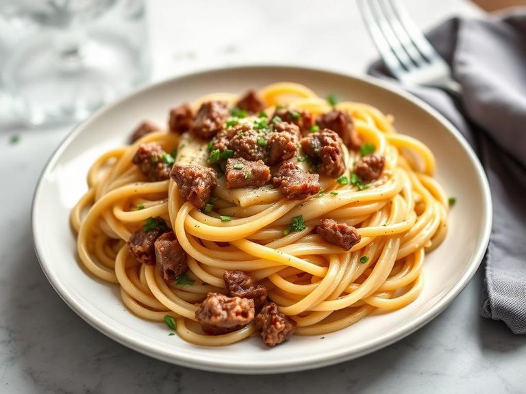 Creamy Garlic Beef Pasta